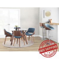 Lumisource CH-FBZZNL WL+BU Fabrizzi Mid-Century Modern Dining/Accent Chair in Walnut and Denim Blue